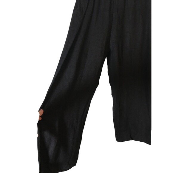 Russ Berens Pants Women's Size Medium Black 100% Linen Stretch Waist - Picture 3 of 6